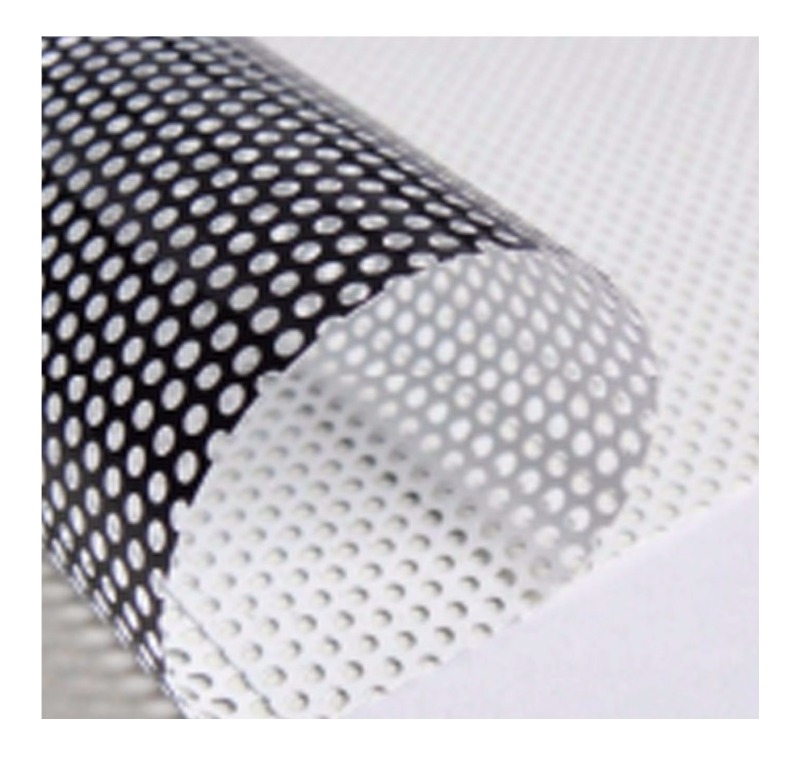 One Way Vision Folyo (Delikli Folyo) Beyaz – Siyah Arka Yüzey image 2