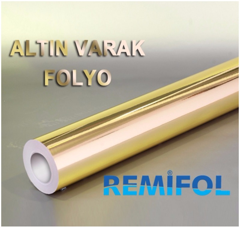 Remifol Kesim Folyosu Parlak Gold Yapışkanlı